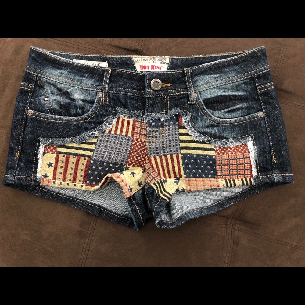 HOT KISS CICI Booty Shorts Patchwork Patriotic 7
